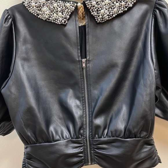 New Women’s Maeve Faux Leather Puff-Sleeve Blouse By Anthropologie!!🔥🔥🔥 - Picture 12 of 16